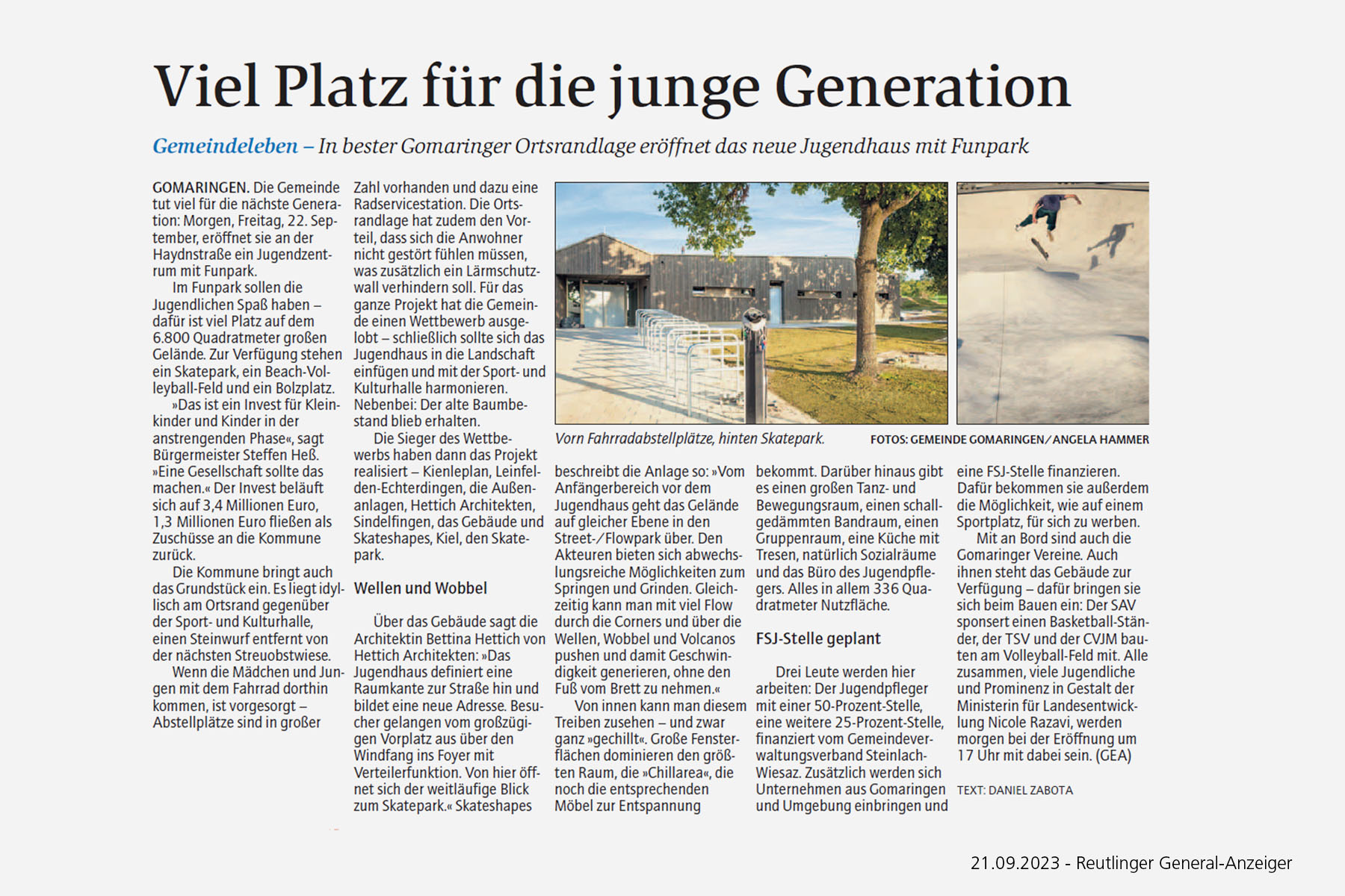 Gomaringen Jugendzentrum wird eröffnet